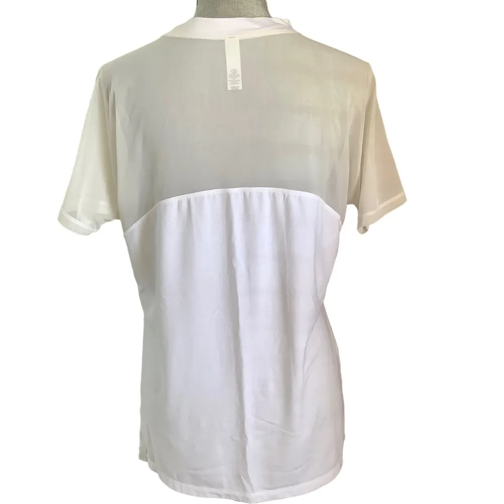 Athleta wanderlust mesh shoulder tee shirt white casual short sleeve t-shirt XS - Image 6