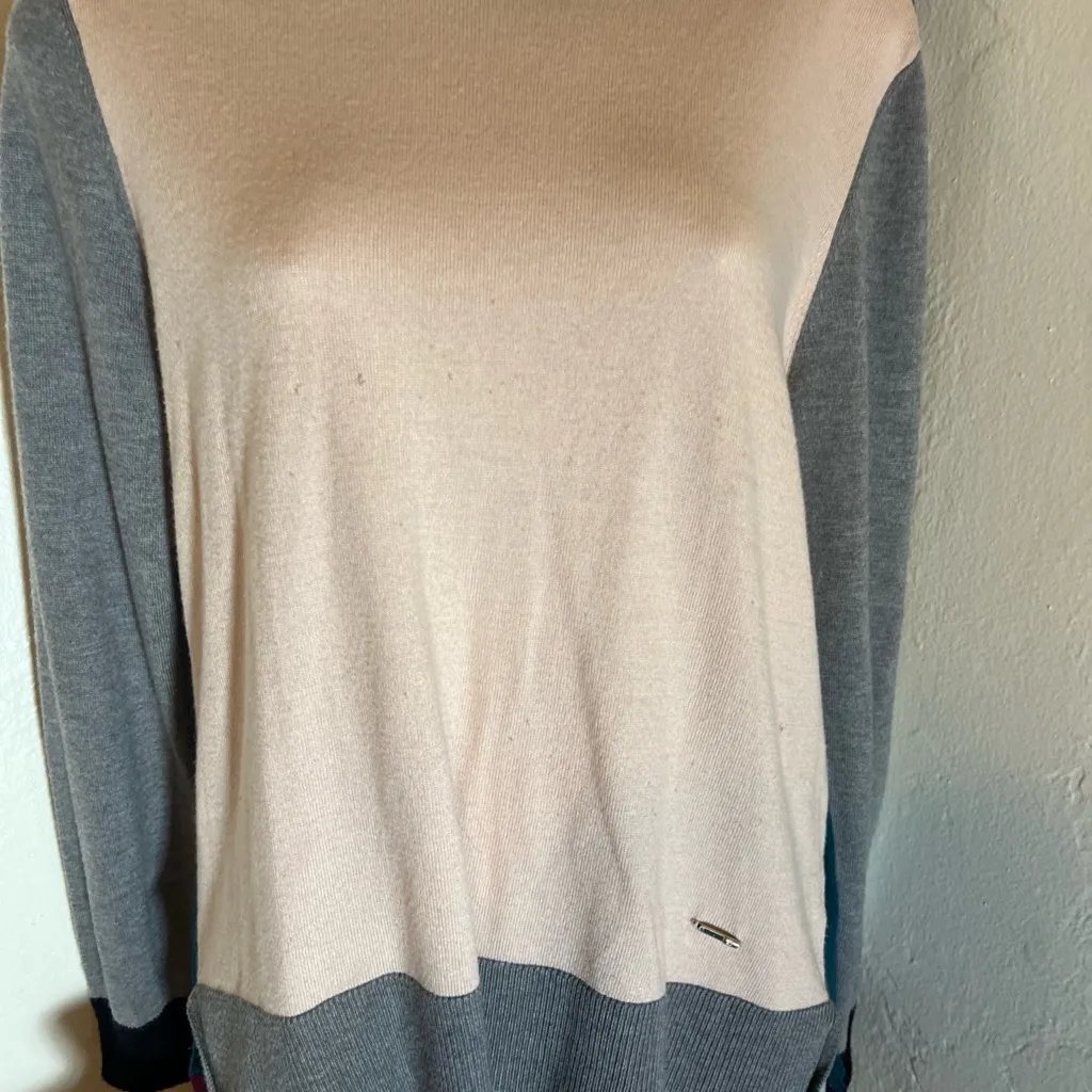 Ted Baker London Sweater Top Block Color Pink Grey Green Size 3 Medium Knit Pull - Image 4