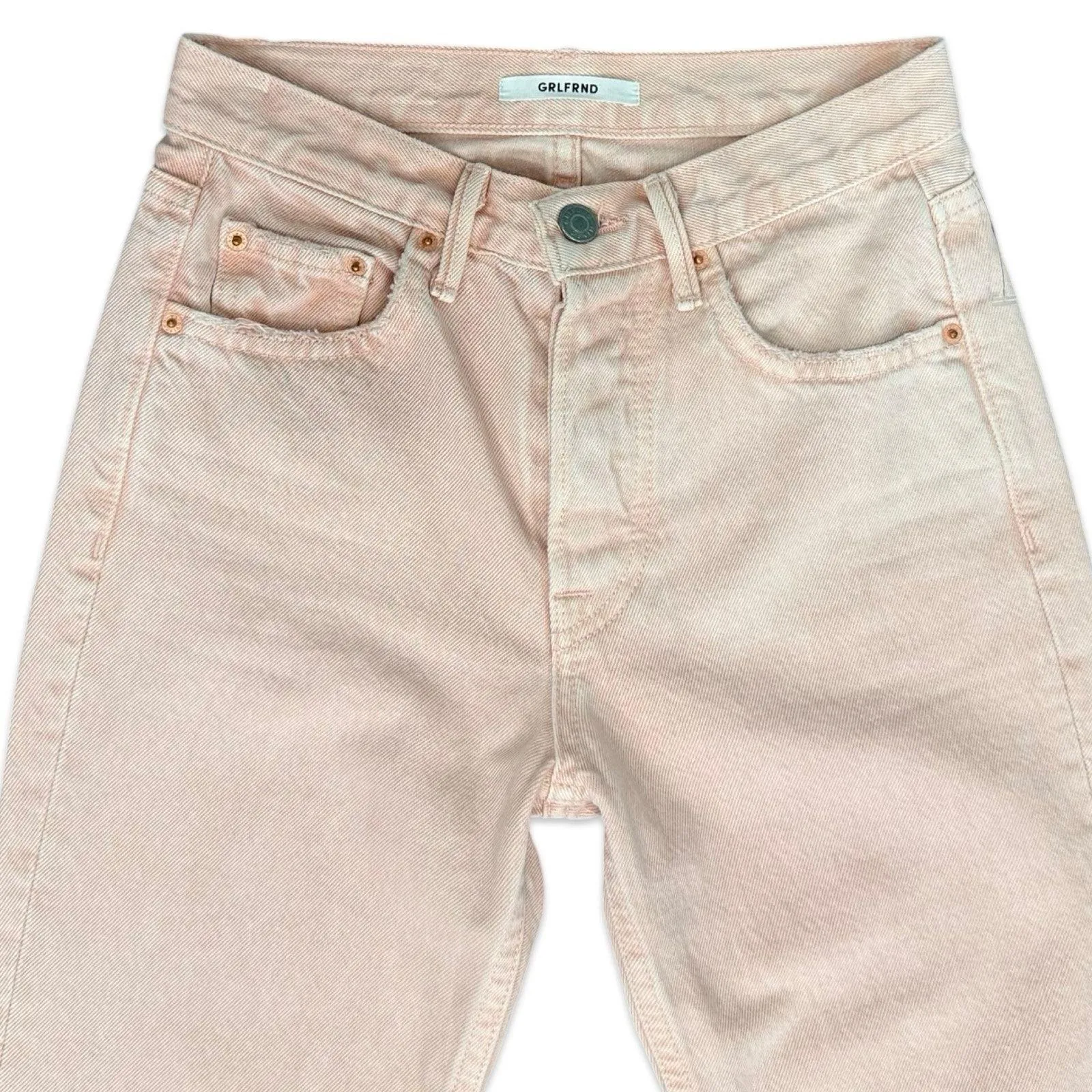 GRLFRND Karolina High-Rise Skinny Jeans Lucid Dreams Baby Pink size 23 Raw Hem - Image 12