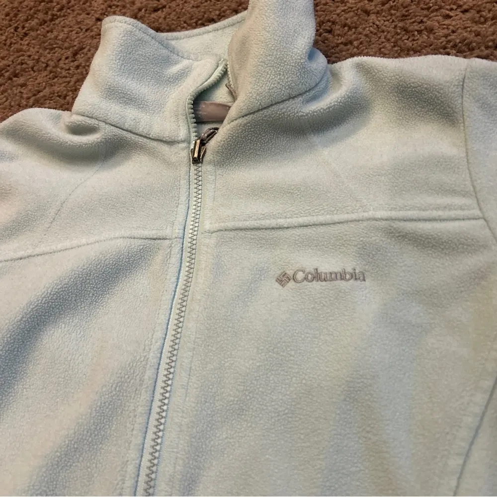 Columbia Fleece Jacket Women's Size S Ice Blue High Neck Full-Zip Pockets - Image 2