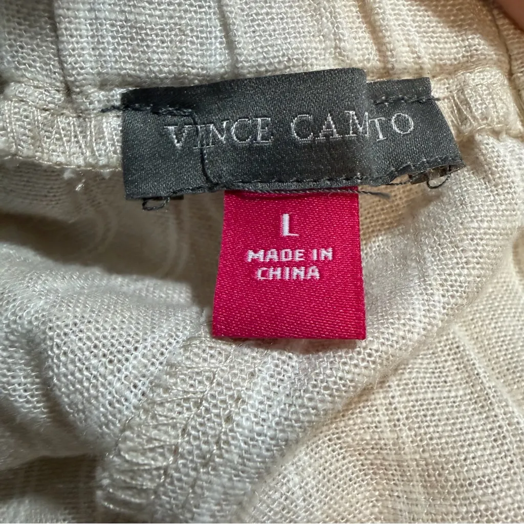 Vince Camuto Wide leg linen blend pull on drawstring pants women's Large NWT - Image 7