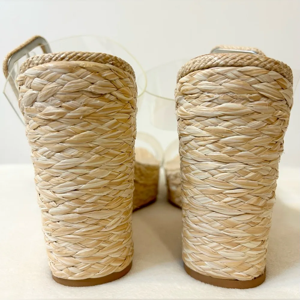 Heart in D Zahara Double Strap Espadrille Wedges Natural/Clear Size 9 Tan - Image 9