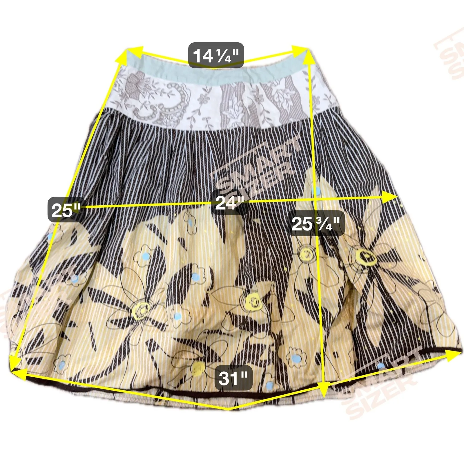 Cabi Skirt Size 6 Brown Beige Floral‎ Striped Cotton A Line Womens Apparel - Image 7