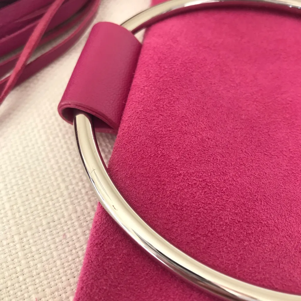 Thacker Nolita Suede Tassel Ring Clutch, Pink Orchid / Silver - Image 11