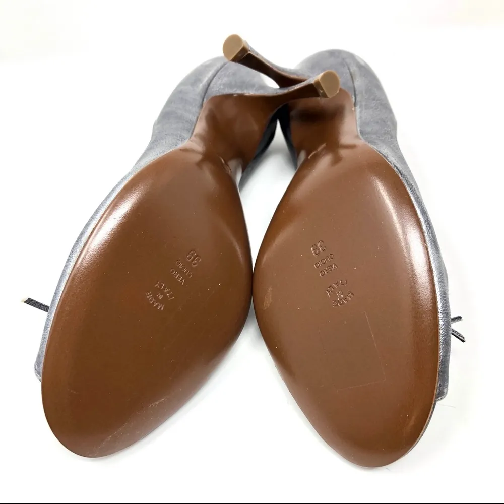 MOSCHINO gunmetal silver peep toe heels, size 39, made in Italy - Image 5