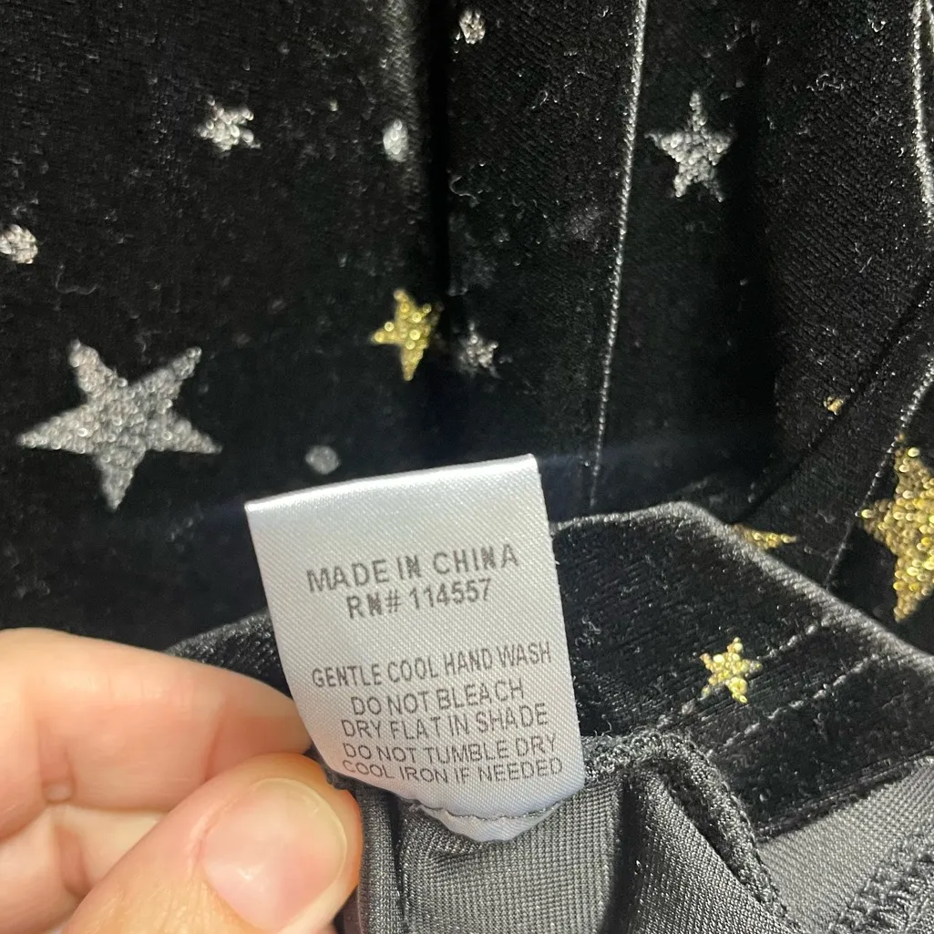 THML gold silver star black velvet longsleeve ruffle neck puff shoulders Medium - Image 6