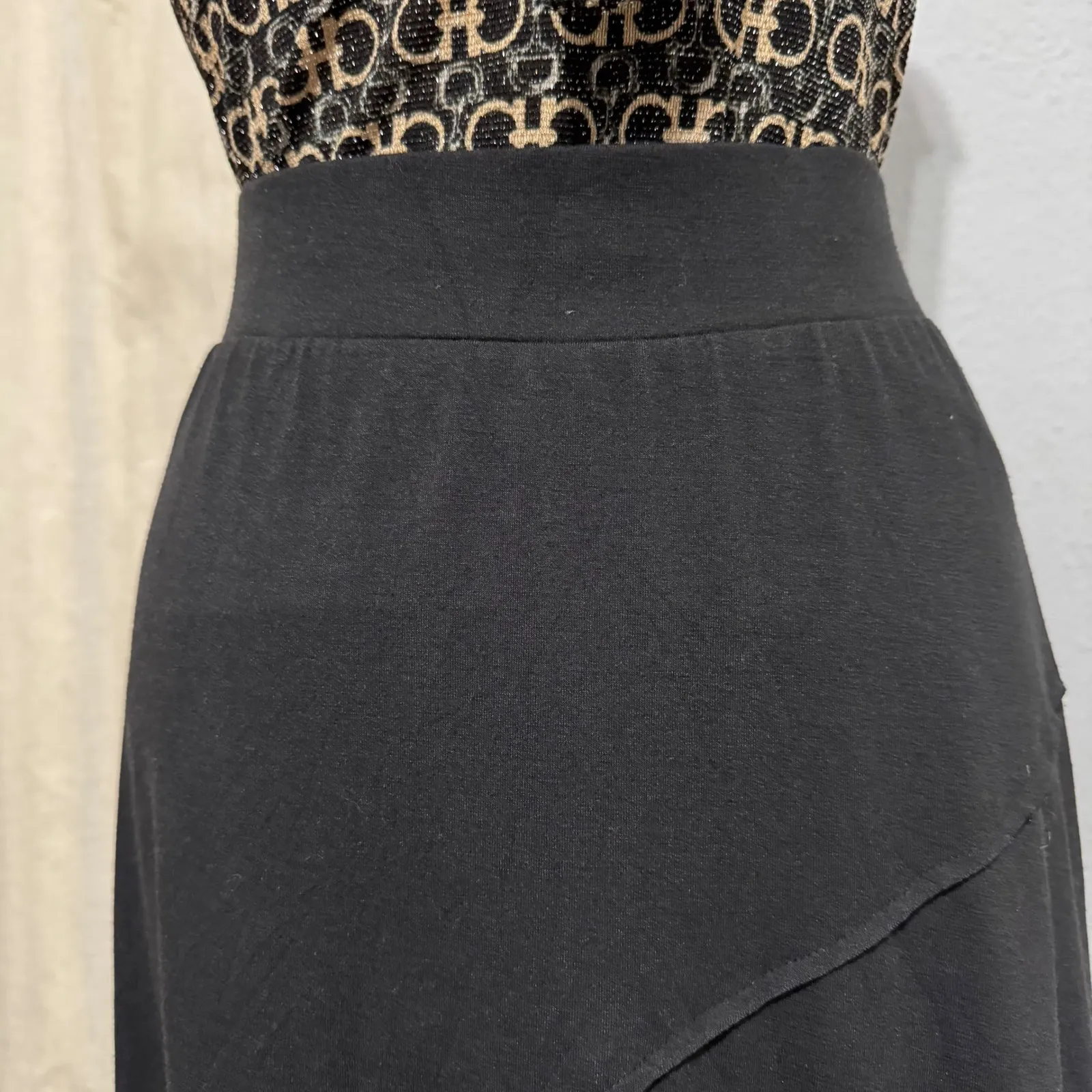 Roz & Ali Black Maxi Boho Skirt Elastic Waist Paneled ALine Skirt Womens M - Image 5