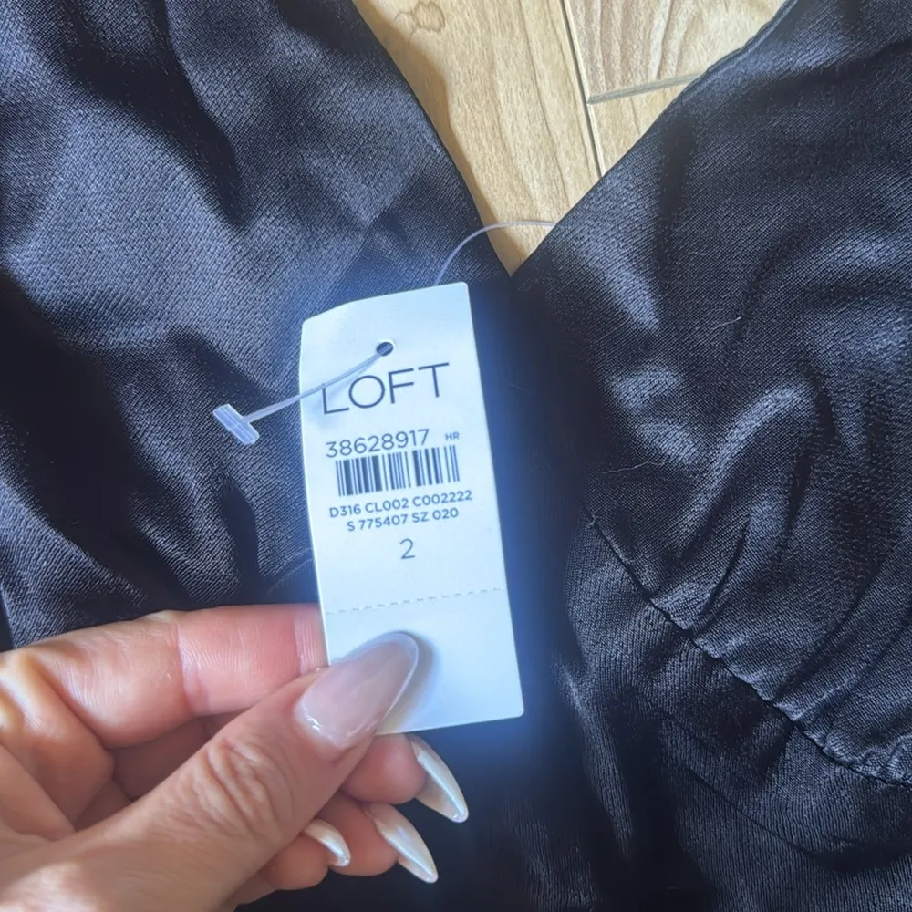 LOFT Black Satin Dress - Image 3