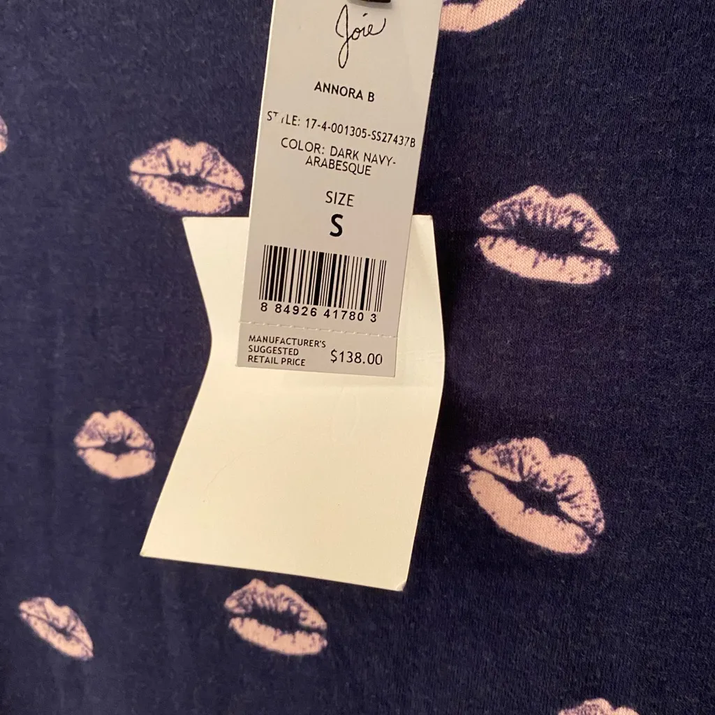 JOIE Kissing Lips Women’s Blue Navy Sweater Size Small - Image 10