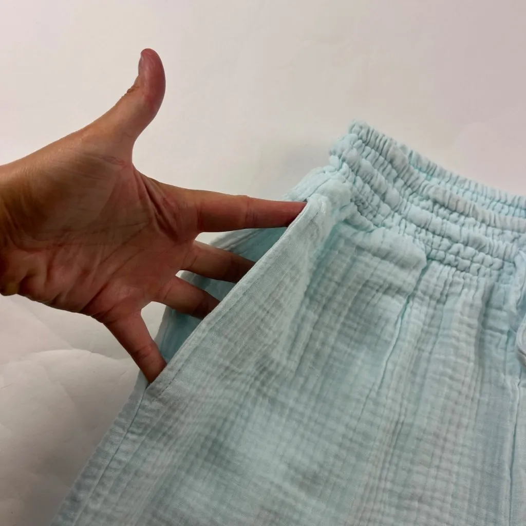 Ocean Drive Ice Blue Cotton Gauze Wide Leg Lounge Pant M New - Image 3