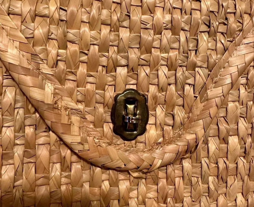 Woven Rattan Envelope Shoulder Bag Tan - Image 4