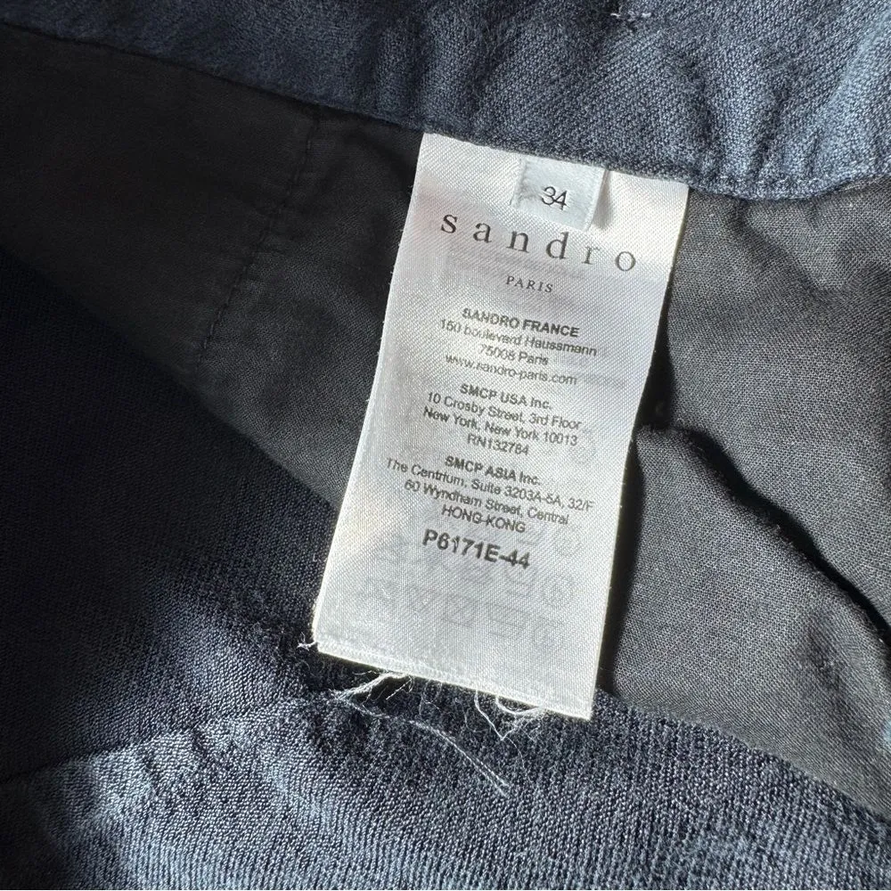 Sandro Elegant Dark Navy Cropped Trousers Size 34 - Image 9