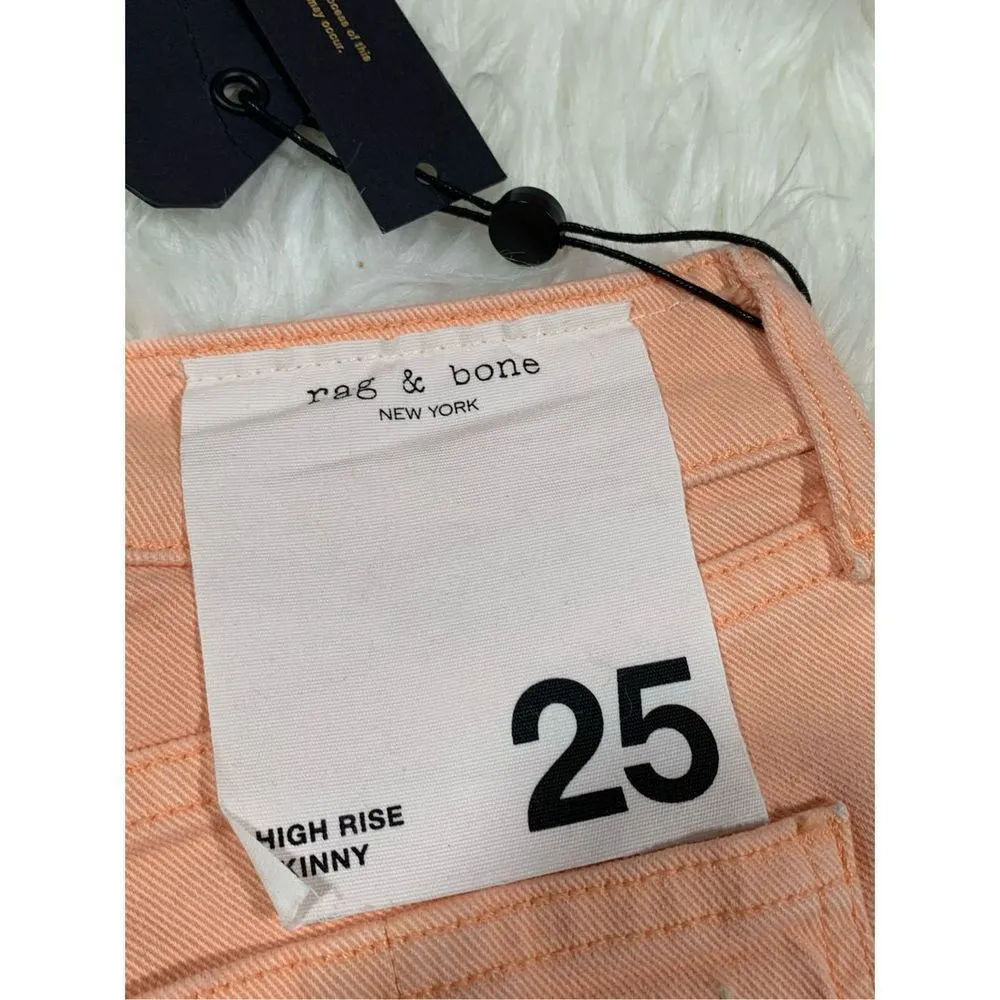 NWT Rag & Bone High Rise Skinny Jeans in Prairie Sun Faded Coral Size 25 - Image 4
