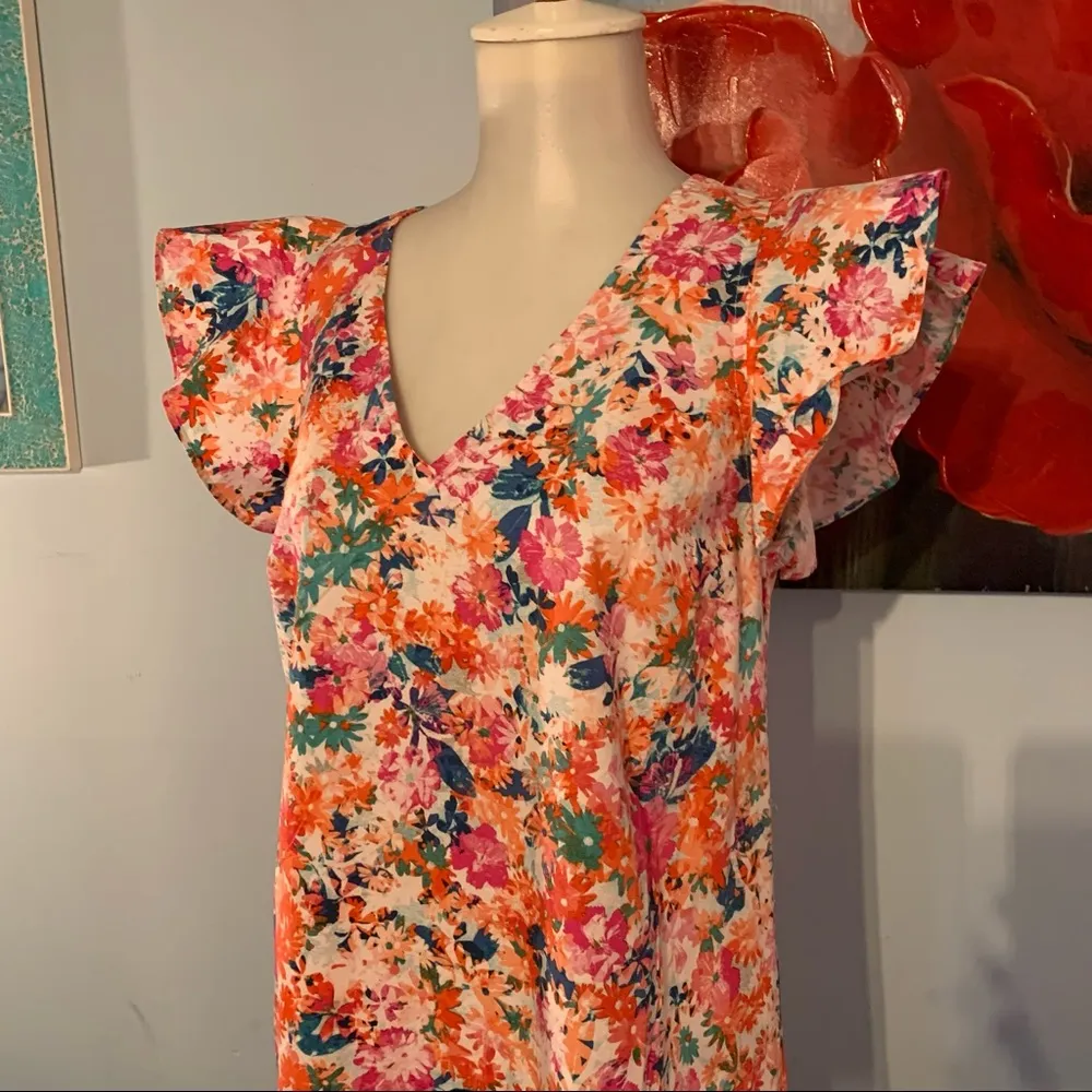 New NWT J Crew Mercantile Floral Print V Neck Dress Size 2 - Image 4