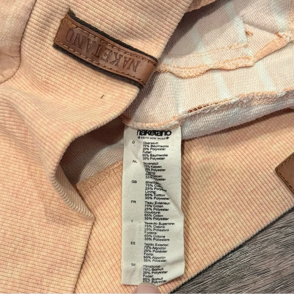 Naketano Women’s Orange Striped Hooded Sweatshirt With Pockets Size Small - Image 5