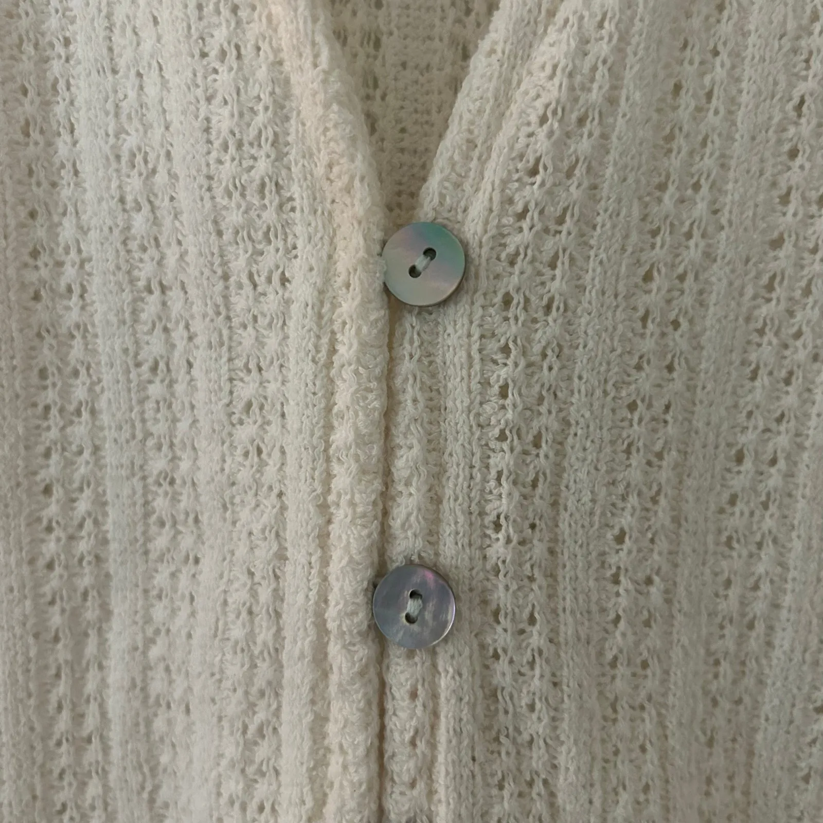 Madewell Women's Crochet Knit V-Neck Sleeveless Sweater Vest Ivory M Medium New - Image 4