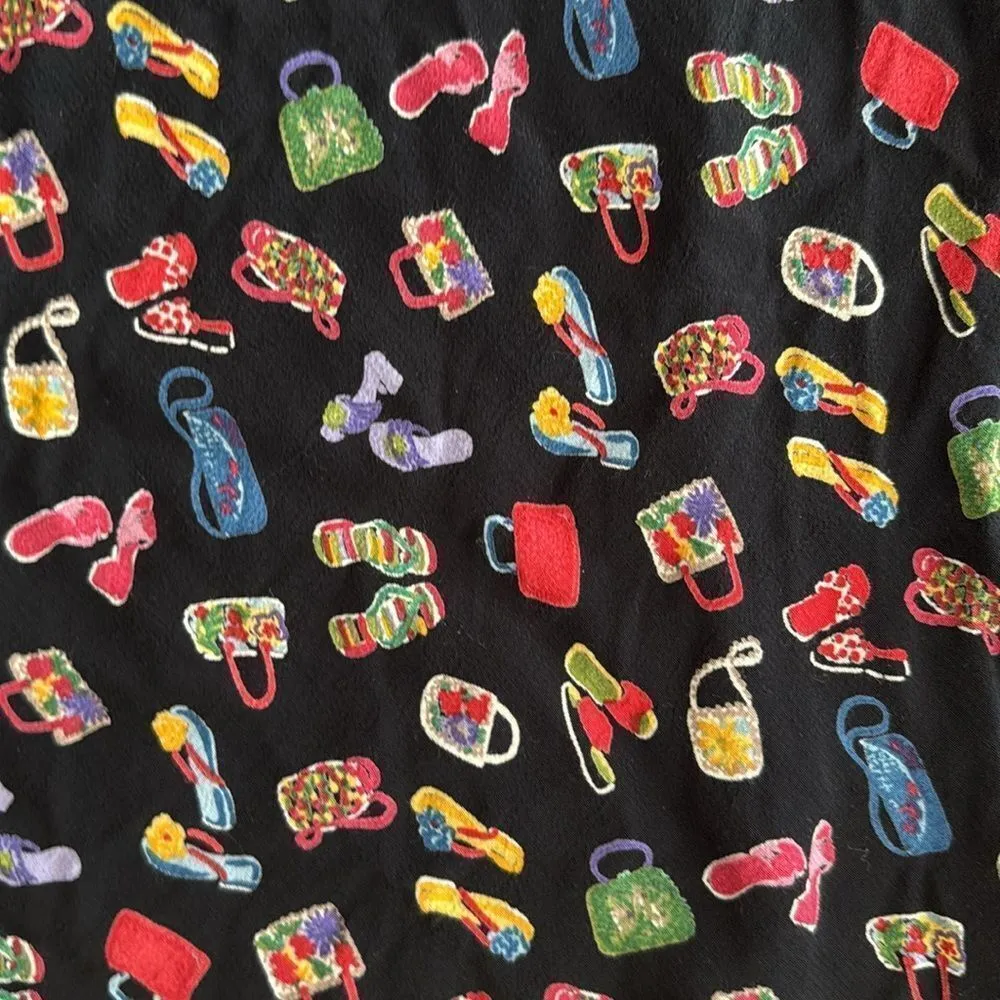 90s Vintage Twyla & Blue Black Maxi skirt All over sandal and purse print Med - Image 2