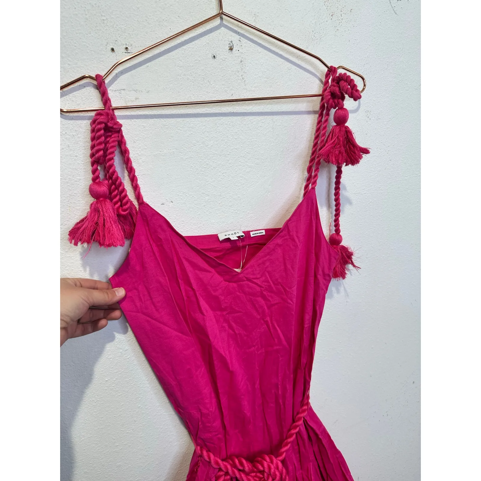 RHODE Hot Pink Casey Tassel End Belted Cotton - Image 7