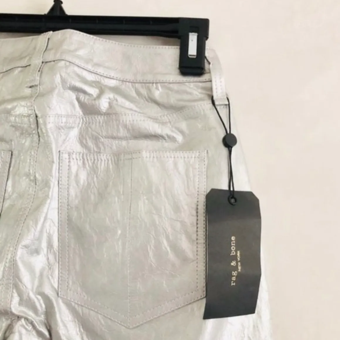 23 NWT Pants Leather Silver Metallic - Image 9