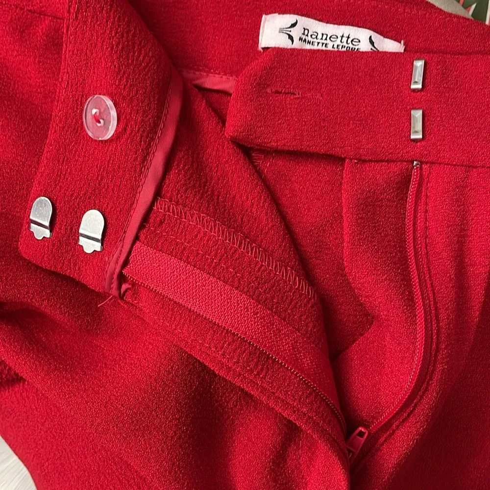 Nanette Lepore Red Crepe Wide Leg Pant - Image 7