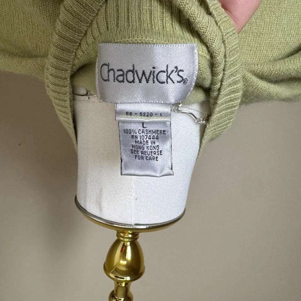 100% Cashmere Chic Chadwick's Green Sweater Classy Chic Size Large Vintage - Image 4