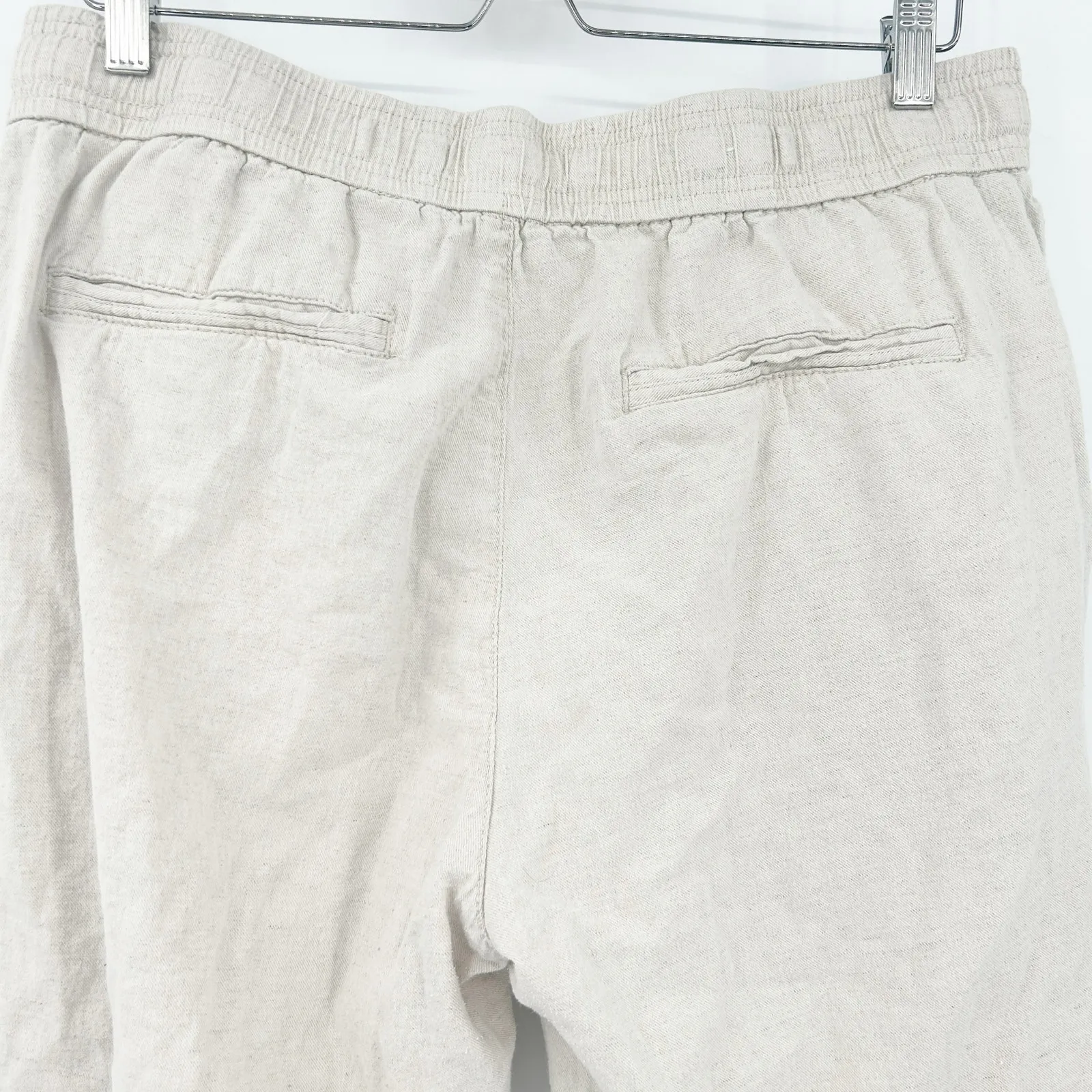 Zara Womens Casual Beachy Linen Blend Elastic Waist Pull On‎ Pants Size XL Beige - Image 7