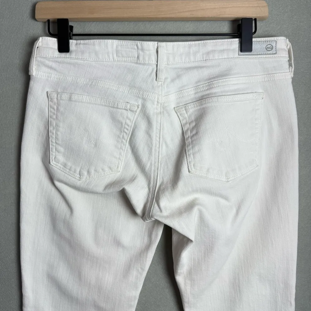 AG Adriano Goldschmied Women's White Jeans The Stilt Roll Up Cigarette Crop 28 - Image 4