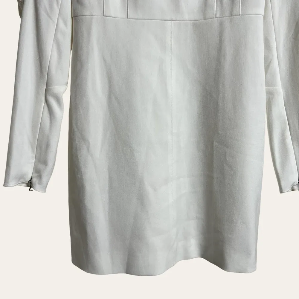 Tibi Florence White Long Puff Sleeve Mini Dress Size 2 - Image 8