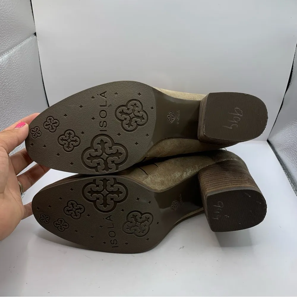 Isola Ladora Women's Boots SZ 11M Block Heel Straps Metallic Gold Brown Leather - Image 9