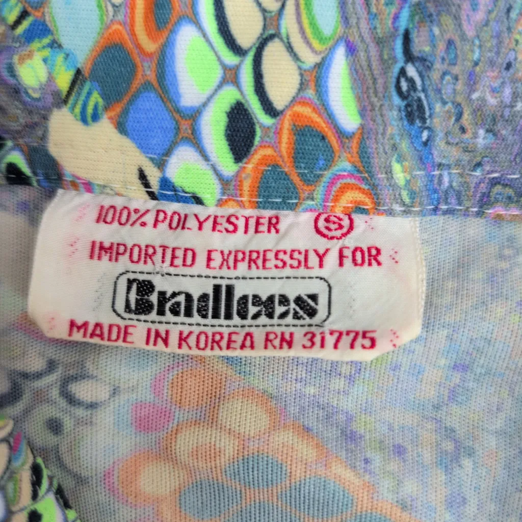 Ladies' 70s Vintage Psychedelic "Disco" Shirt Small Tan - Image 2