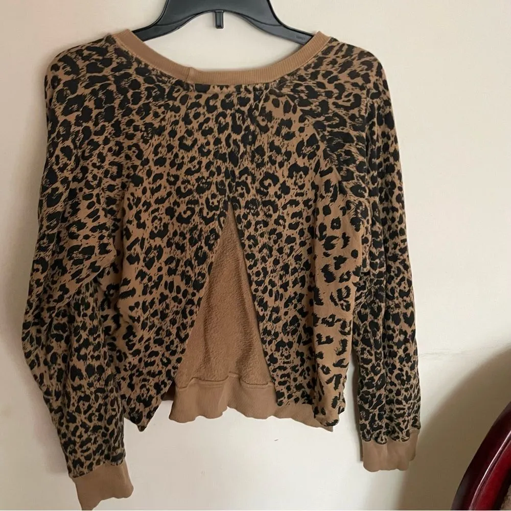 CURRENT/ELLIOT Leopard Open Back Sweatshirt Size 2 (M) - Image 9