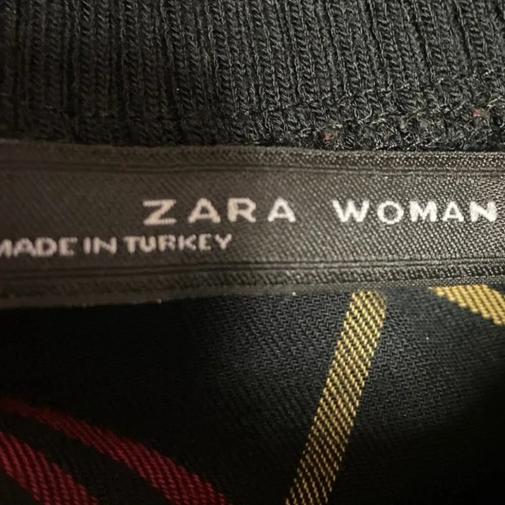 Zara Woman Red Black Plaid Tartan Turtleneck Pullover Sweater Top Size XS - Image 3