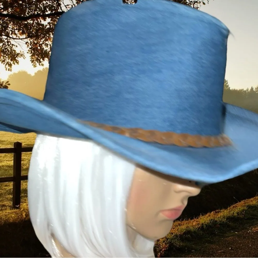 Retro throw back denim cowgirl hat! New Blue - Image 6