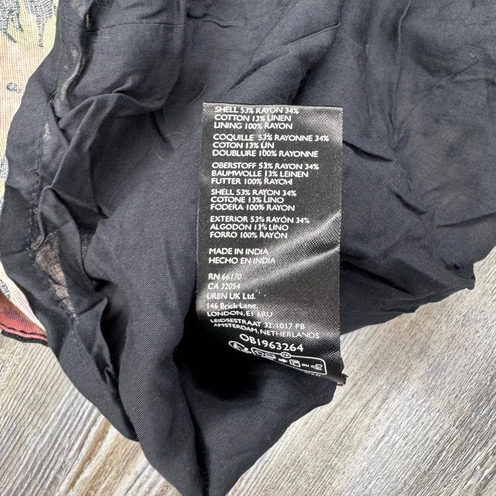 Free People Womens Altura Printed Mini Dress Floral Linen Blend Size Small S - Image 8