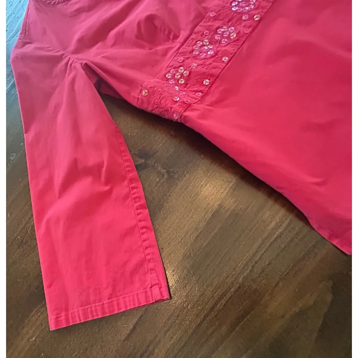 Talbots Petites Pink Sequin Blouse Top Shirt Lightweight Stretch‎ Women's Size P - Image 3