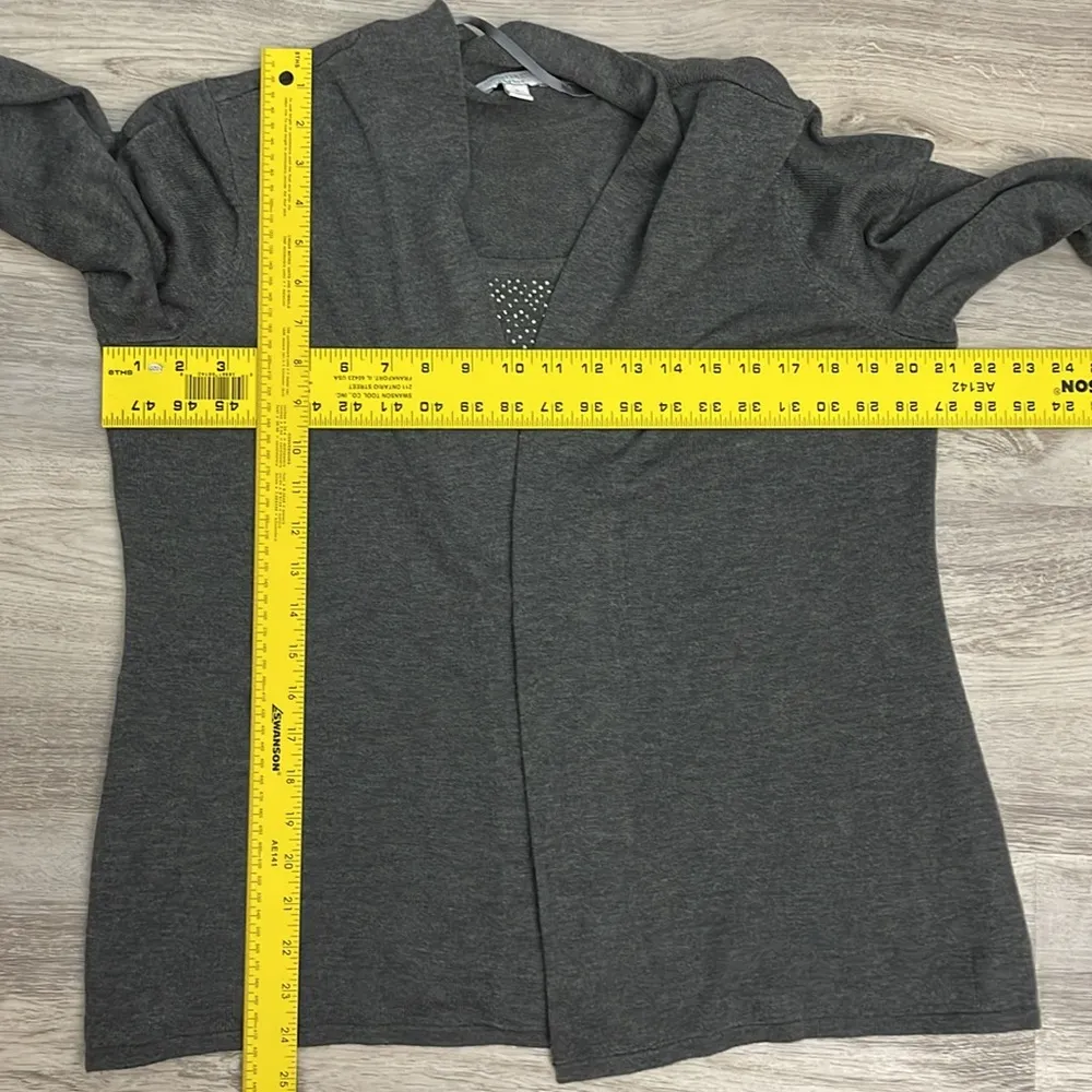 Woman Heather Gray with Diamond Gems Sweater with Overlay Size 1X - Image 12