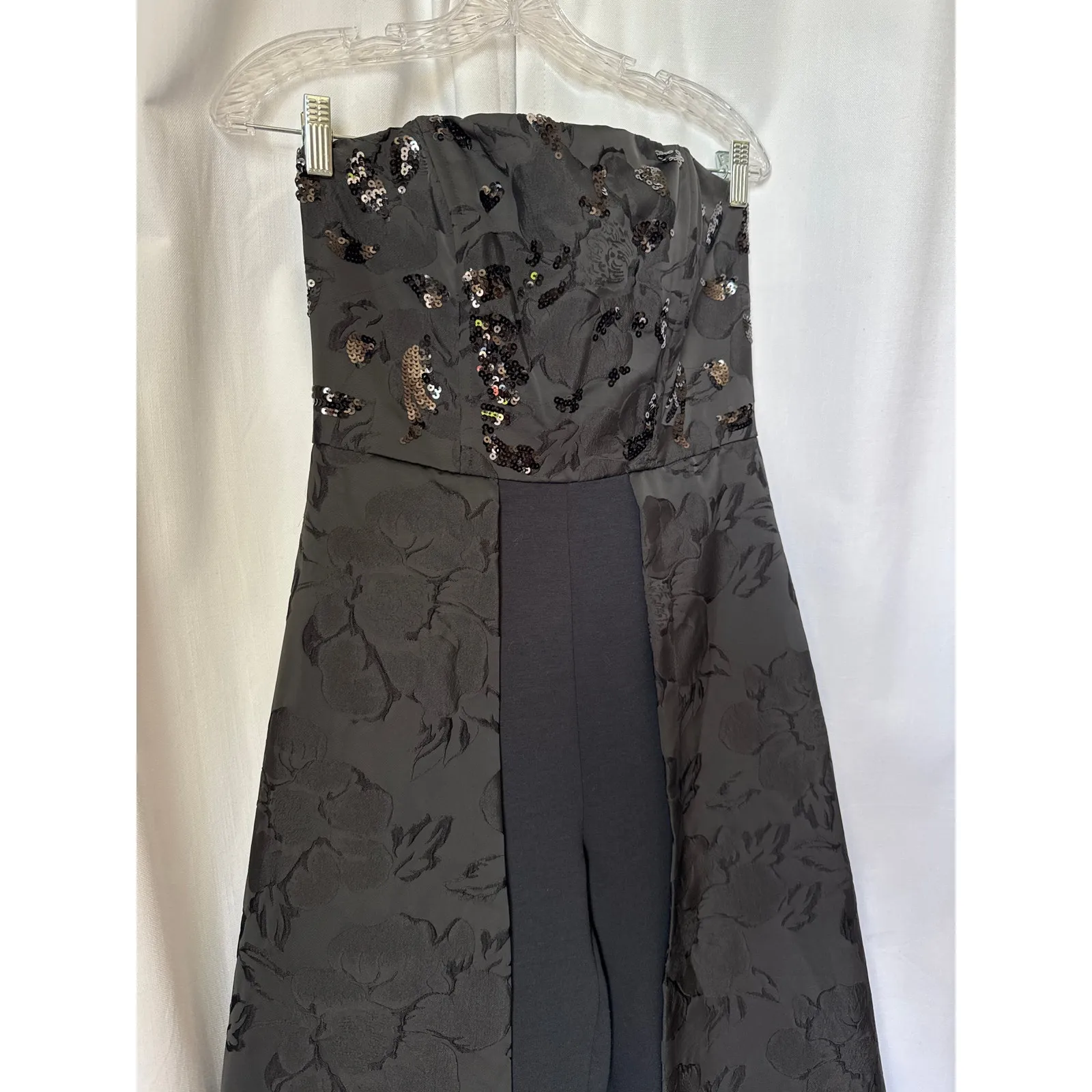 Venus Black Brocade Strapless Sequin Detail formal Jumpsuit 8 - Image 6