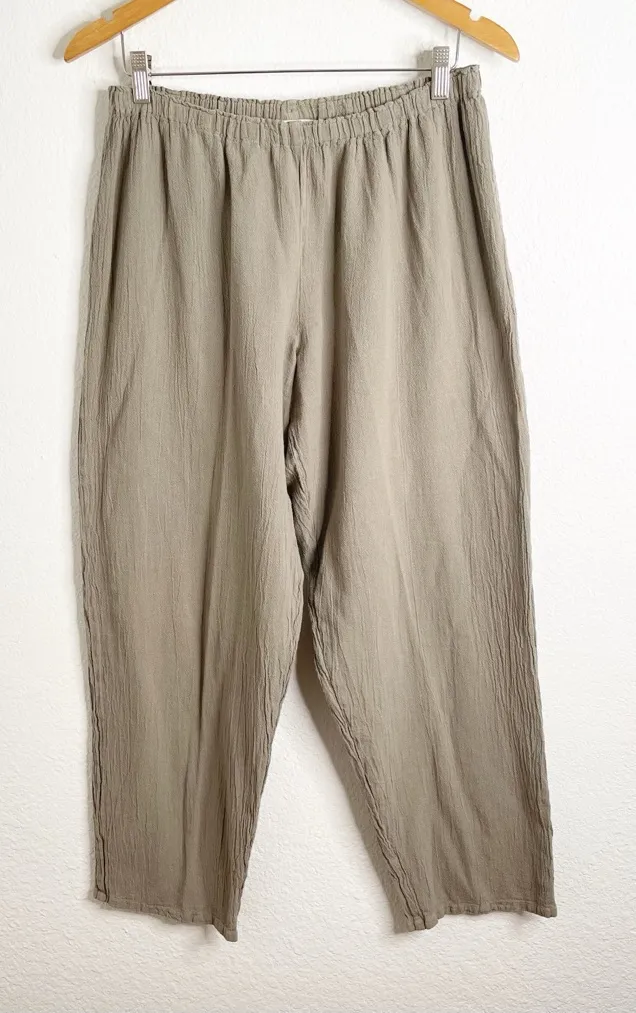 Oh My Gauze 100% Cotton Neutral Wide Leg Pants Size Large/Extra Large Tan - Image 1
