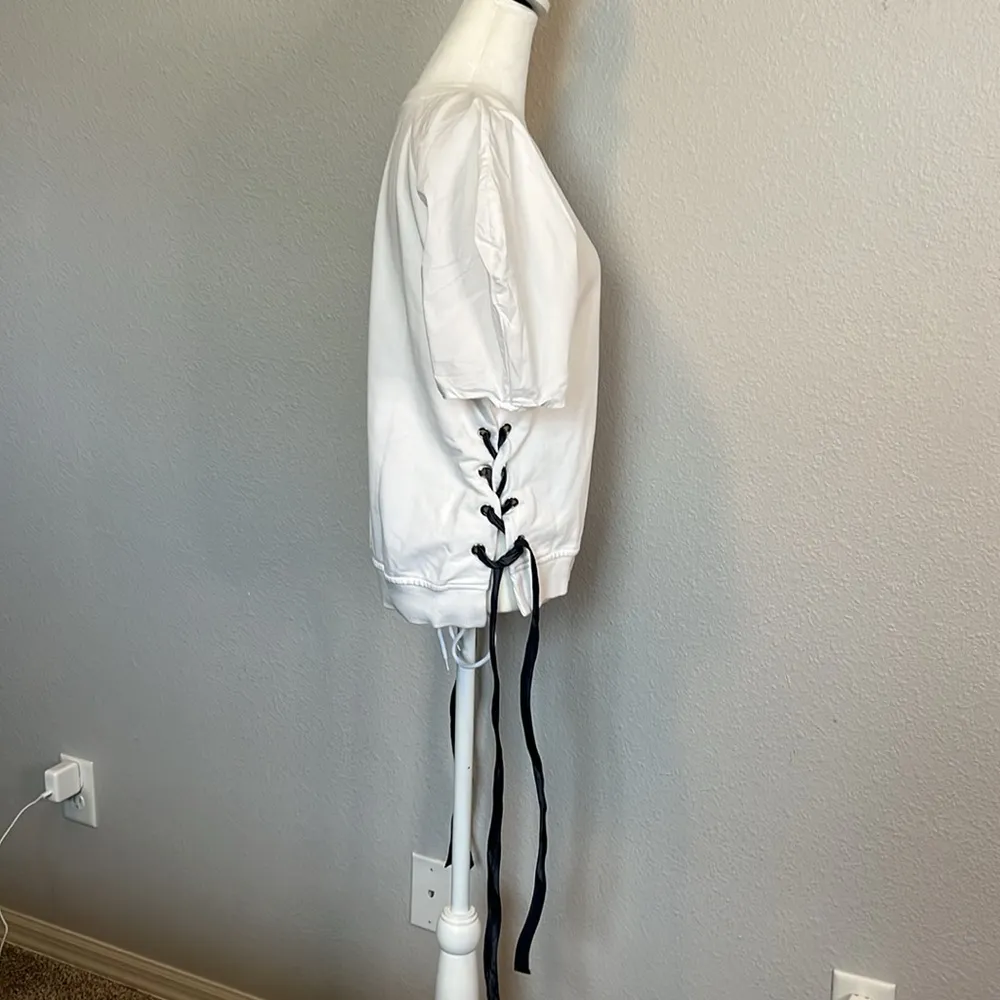 Current Air Puff Poplin Sleeve Terry Side Tie Top Size Medium - Image 3