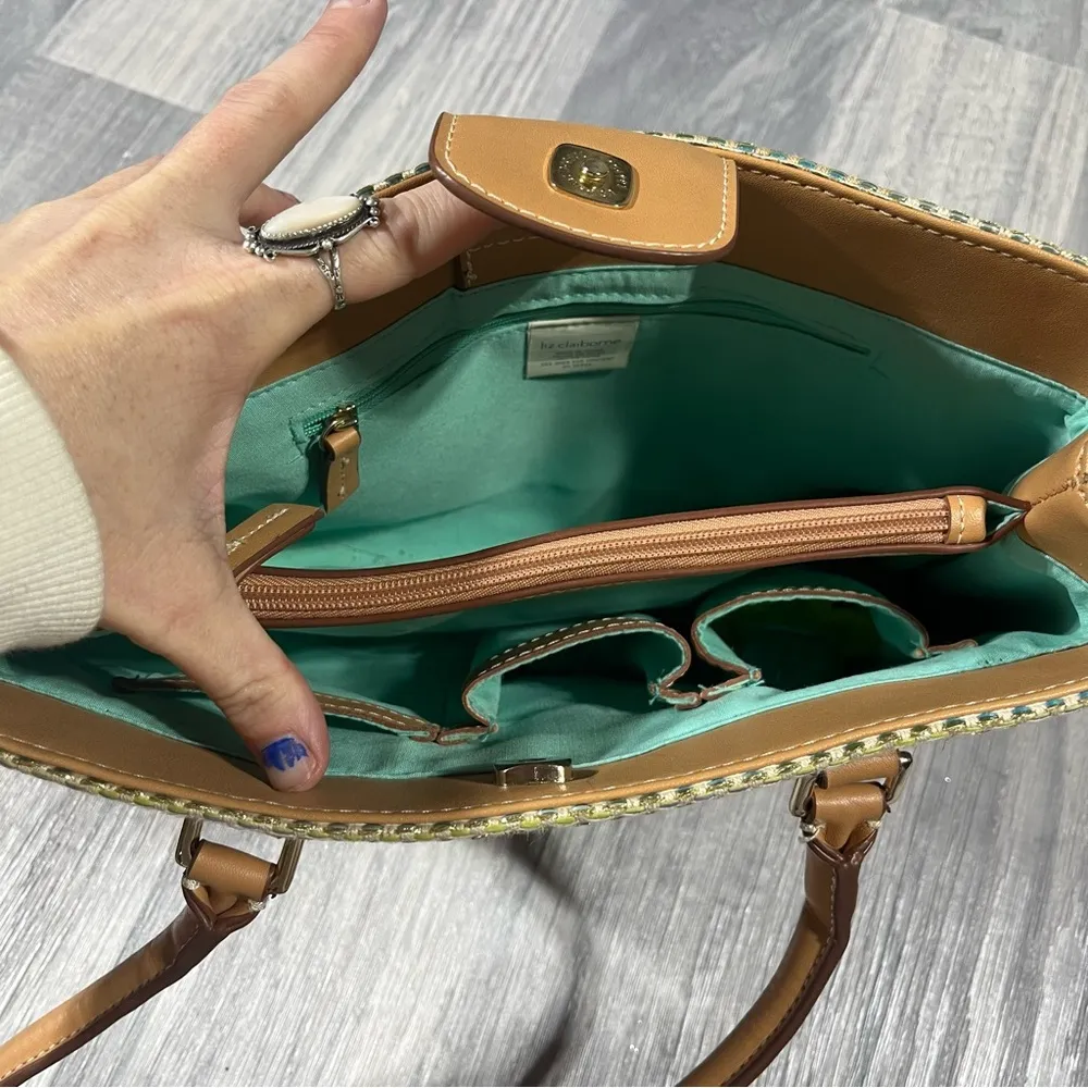 Liz Claiborne Light Pastel Multicolor Tote Purse; Small/Medium - Image 4