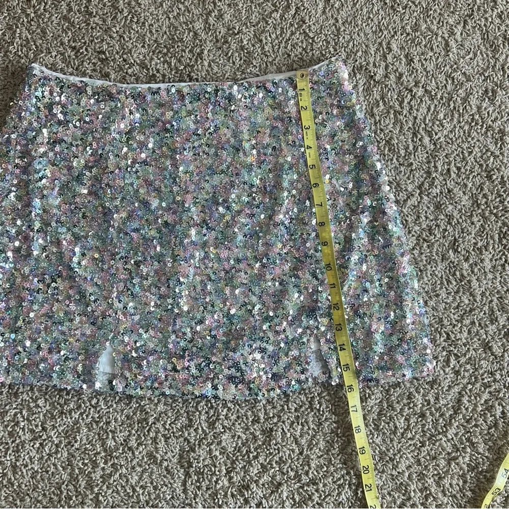 Lulus Megawatt Sequined Mini Skirt Size XL Stretchy Sparkle Night Life C… Blue - Image 10
