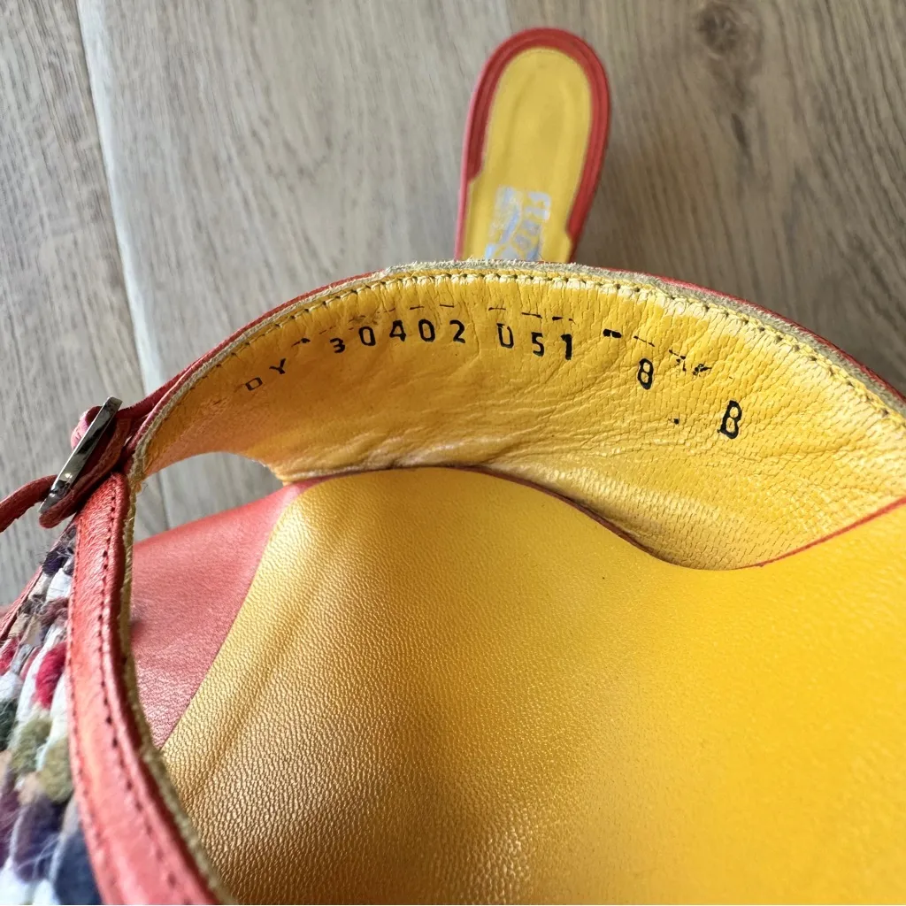 Salvatore Ferragamo Carolin Tweed Mule Lacquer Kitten Heel, Orange, Size 8, EUC - Image 7