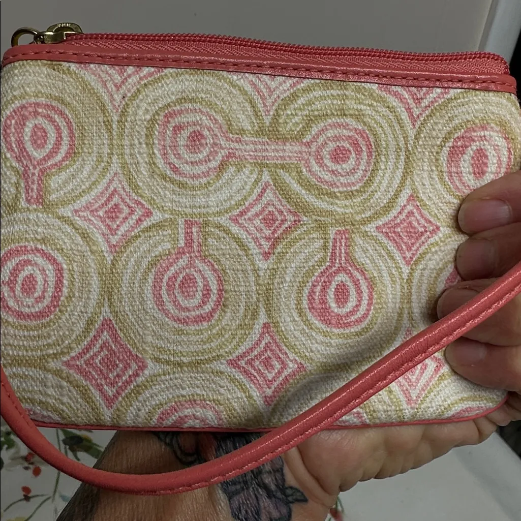 Coach Pink and Gold Geometric Wristlet - Image 2