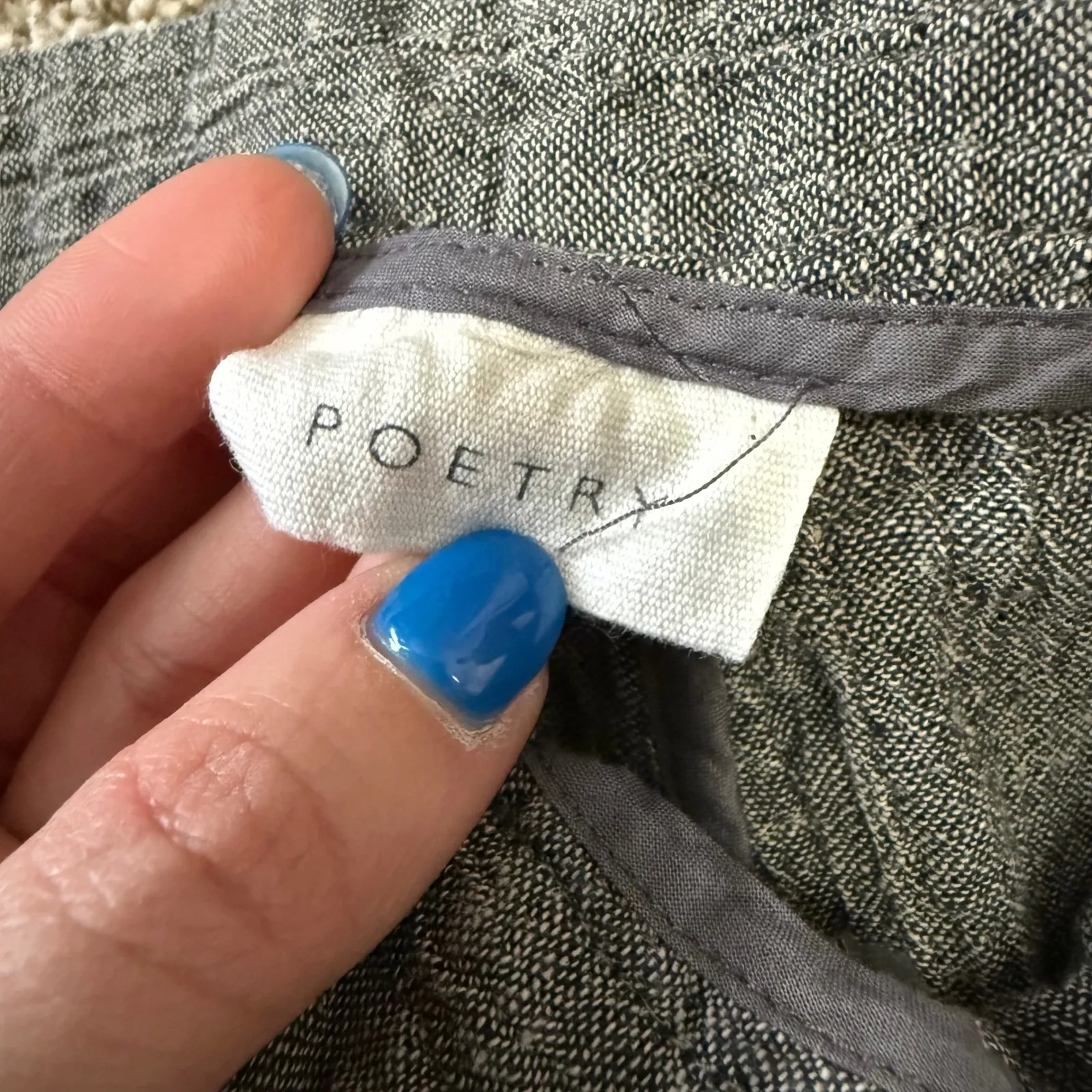 Poetry Linen Blend Shorts Women UK 20 US 16 Gray Textured Casual - Image 3