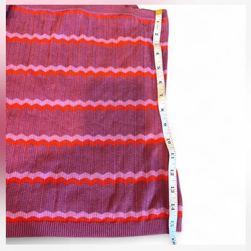 The Loft Outlet Small Ribbed Knit Tank Top Purple Pink Red Coral Striped Chevron - Image 8