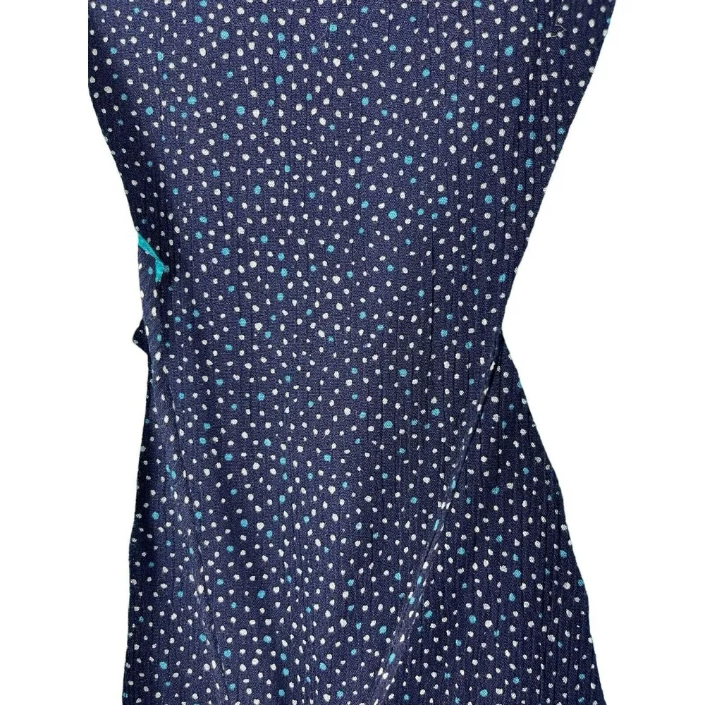 VTG Teddi 80s Geometric Blue Short Sleeve Open Front With Connected Tank 3x Top - Image 6