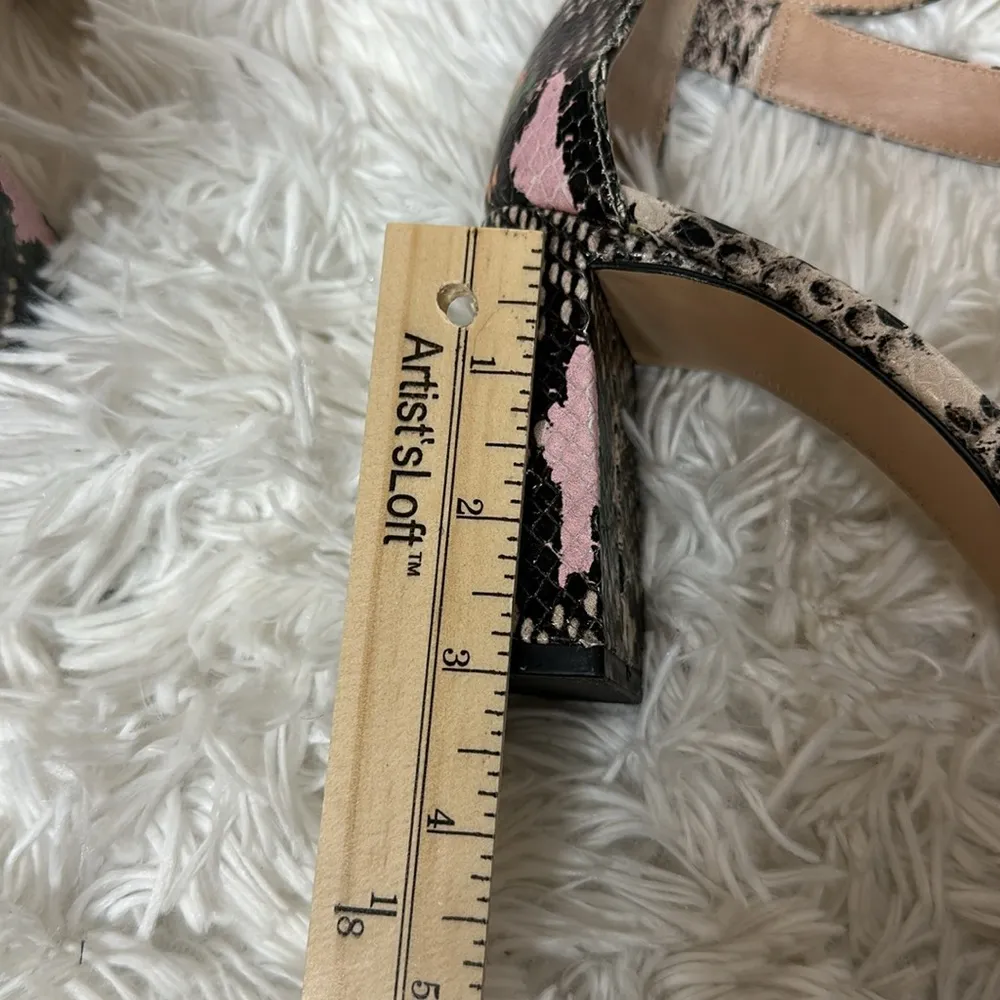 Chelsea & Violet Leather Snake Print Block Heels - Image 10