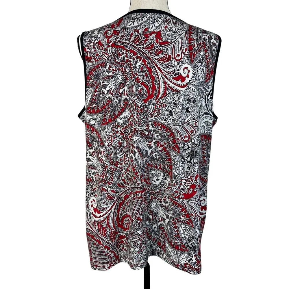 Liz Claiborne Career X-Large Top Sleeveless Floral Stretch Keyhole V-Neck Multi - Image 4