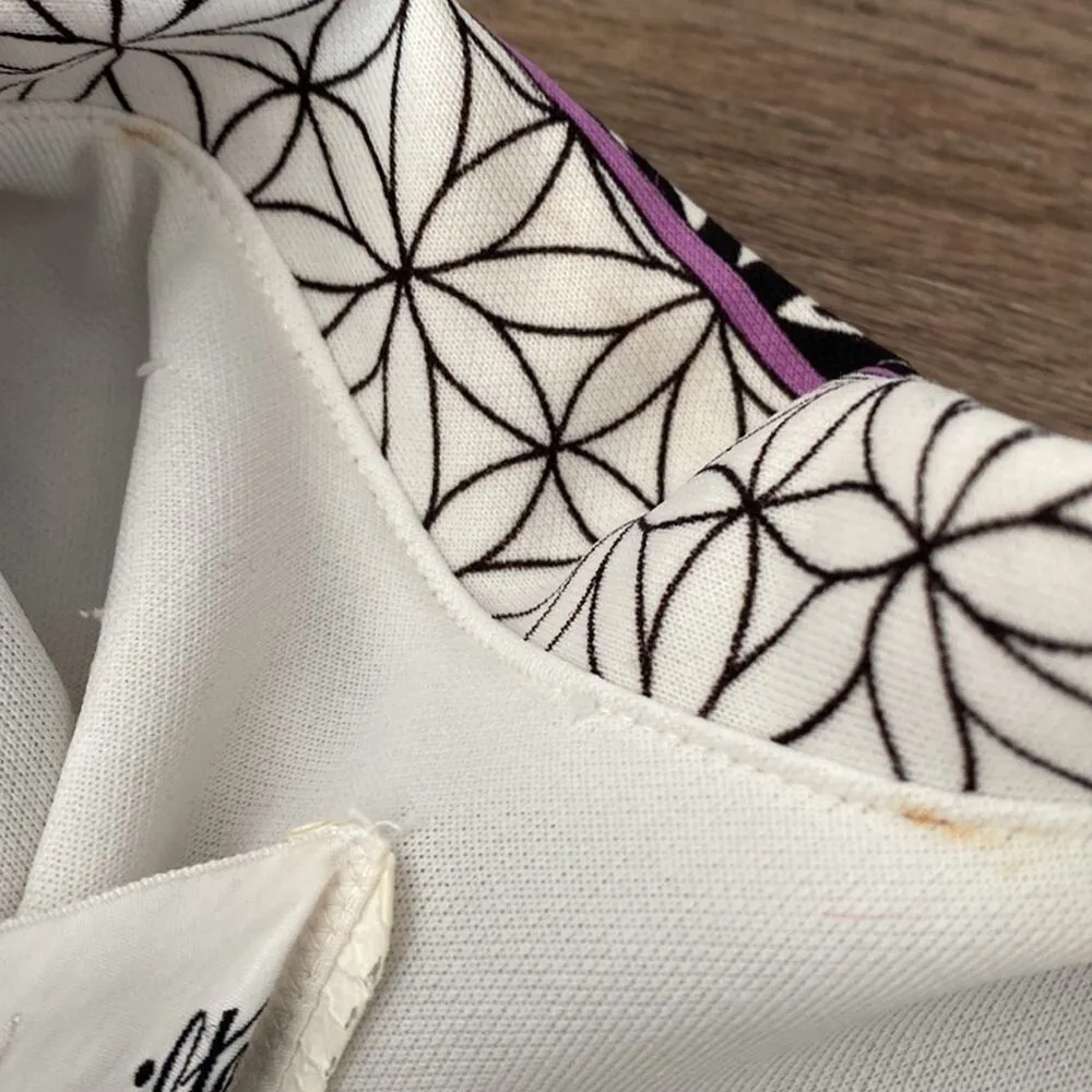 Hamilton 8 Dallas Vintage Pucci Look Print Mod Polyester Button Down Shirt L White Size L - Image 8