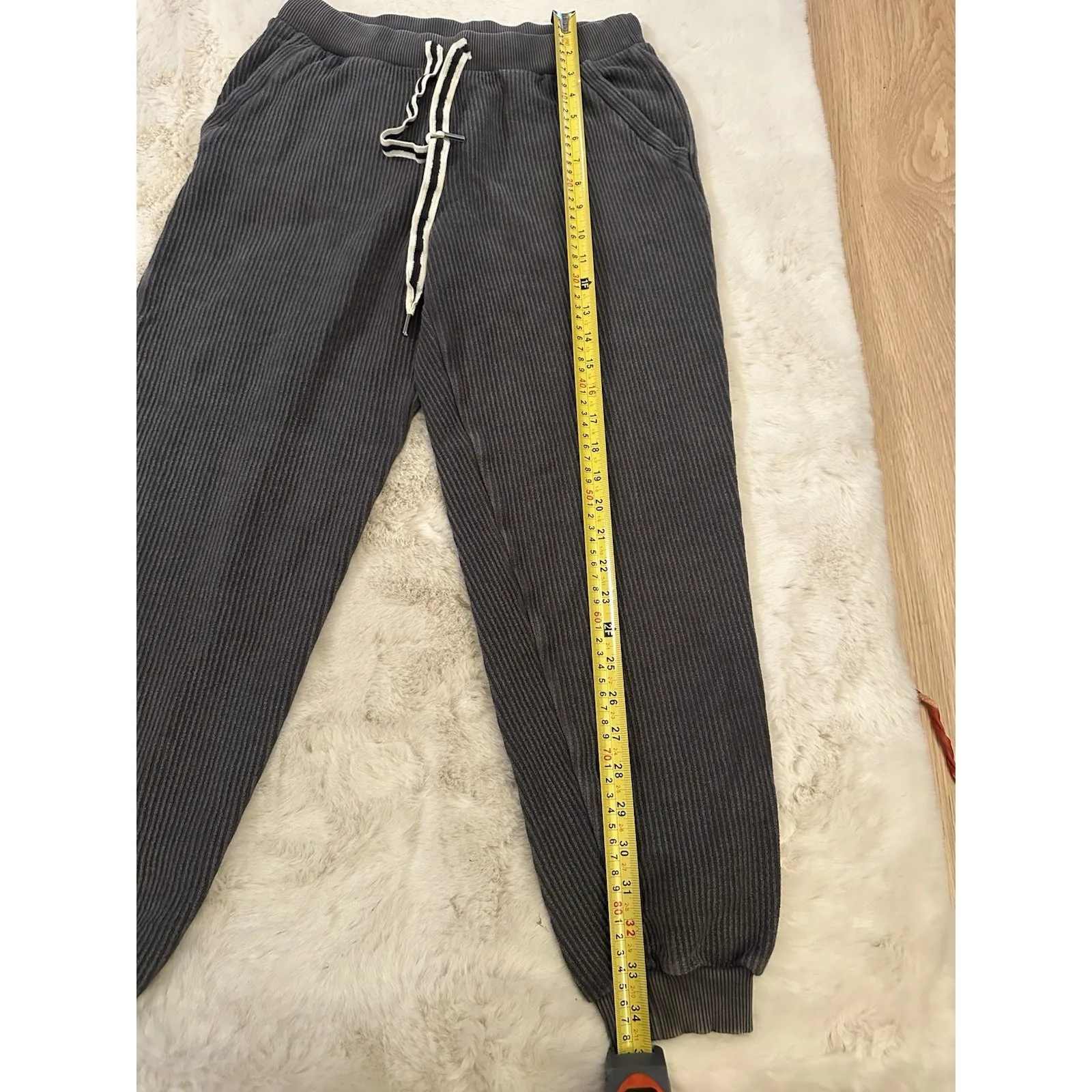 Aerie Charcoal Cargo Jogger Pants Pockets Drawstring Waist Women's Small Utility - Image 6